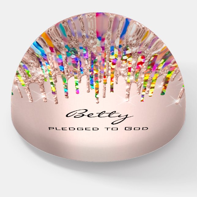 Betty NAME MEANING Holograph Drips Birthday Gift Paperweight (Angled)