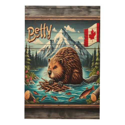 Betty The Canadian Beaver Wood Wall Art