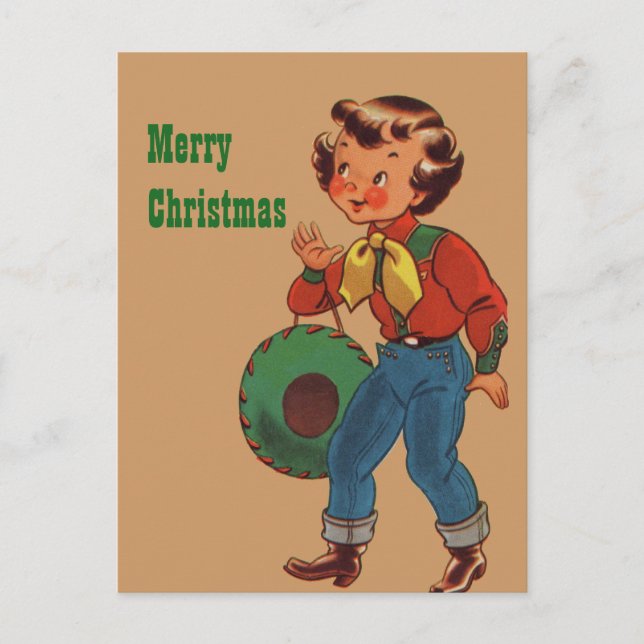 Betty the Cowgirl Merry Christmas Holiday Postcard (Front)