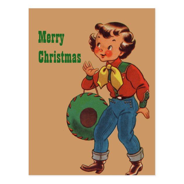 Betty The Cowgirl Merry Christmas Postcard