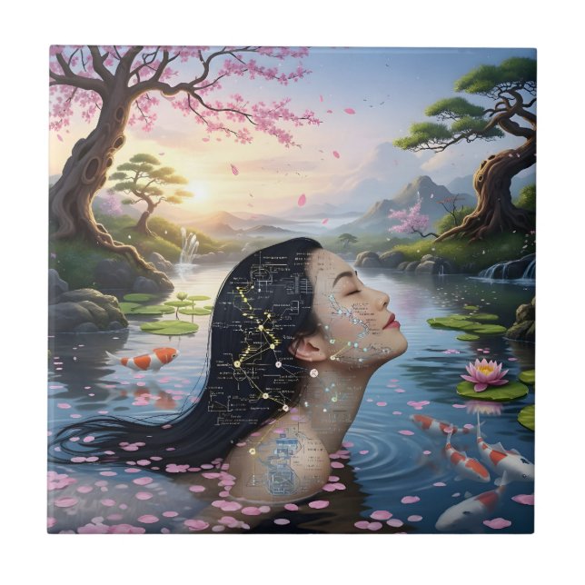 "Between Blossom and Formula"– A Digital Portrait Ceramic Tile (Front)