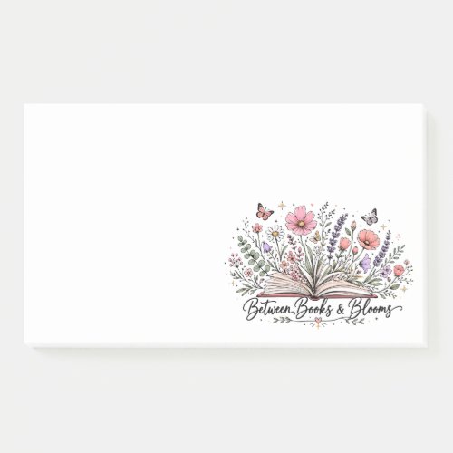 Between books and blooms book lover reader post-it notes