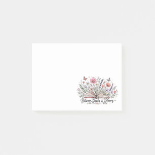 Between books and blooms book lover reader post-it notes
