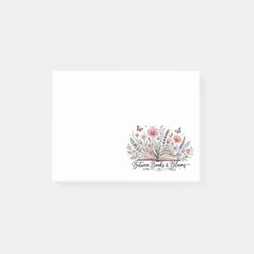 Between books and blooms book lover reader post-it notes