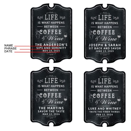 Between Coffee And Wine Family Birch Wood Sign (Instructions)