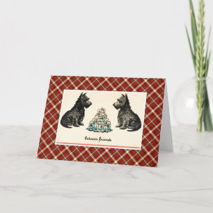 Between Friends Vintage Christmas Terrier Dogs Holiday Card