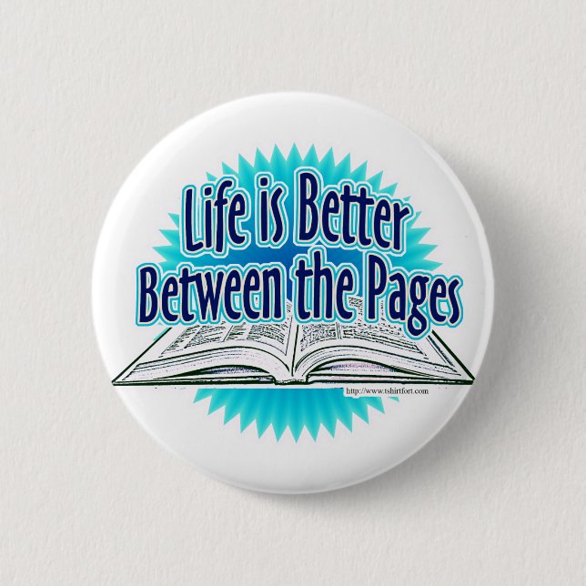 Between the Pages Blue Style Button (Front)