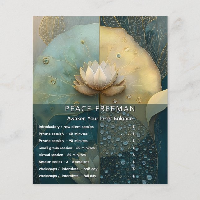 Between Water and Light | Lotus Flower Design Flyer (Front)