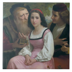 Between Wealth and Love (by Bouguereau) Ceramic Tile