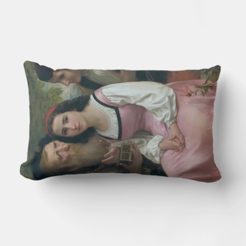 Between Wealth and Love by Bouguereau Lumbar Pillow
