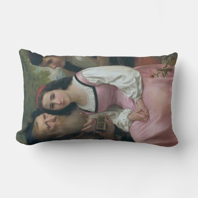 Between Wealth and Love (by Bouguereau) Lumbar Pillow (Front)