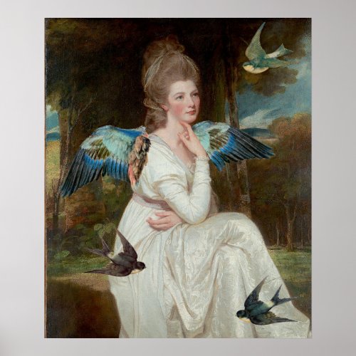 BETWEEN WORLDS FEATHERED PRINCESS DECOUPAGE PRINT