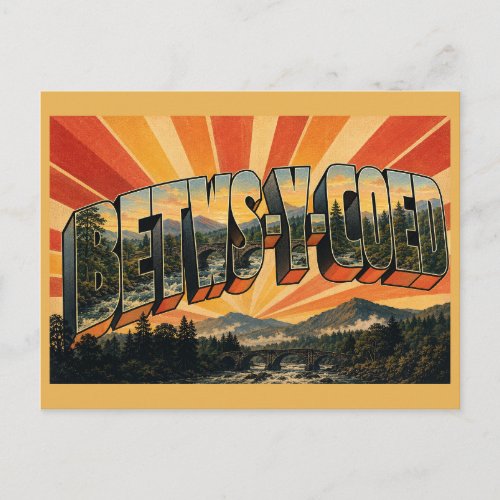 Betws-y-Coed Wales Vintage Travel Art Postcard