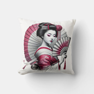 Beutiful Geisha Throw Pillow