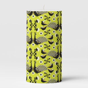 Beutiful Peacock Art Pillar Candle