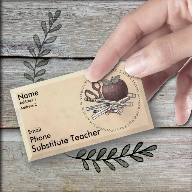 Bevel Substitute Teacher custom Business Card (Creator Uploaded)