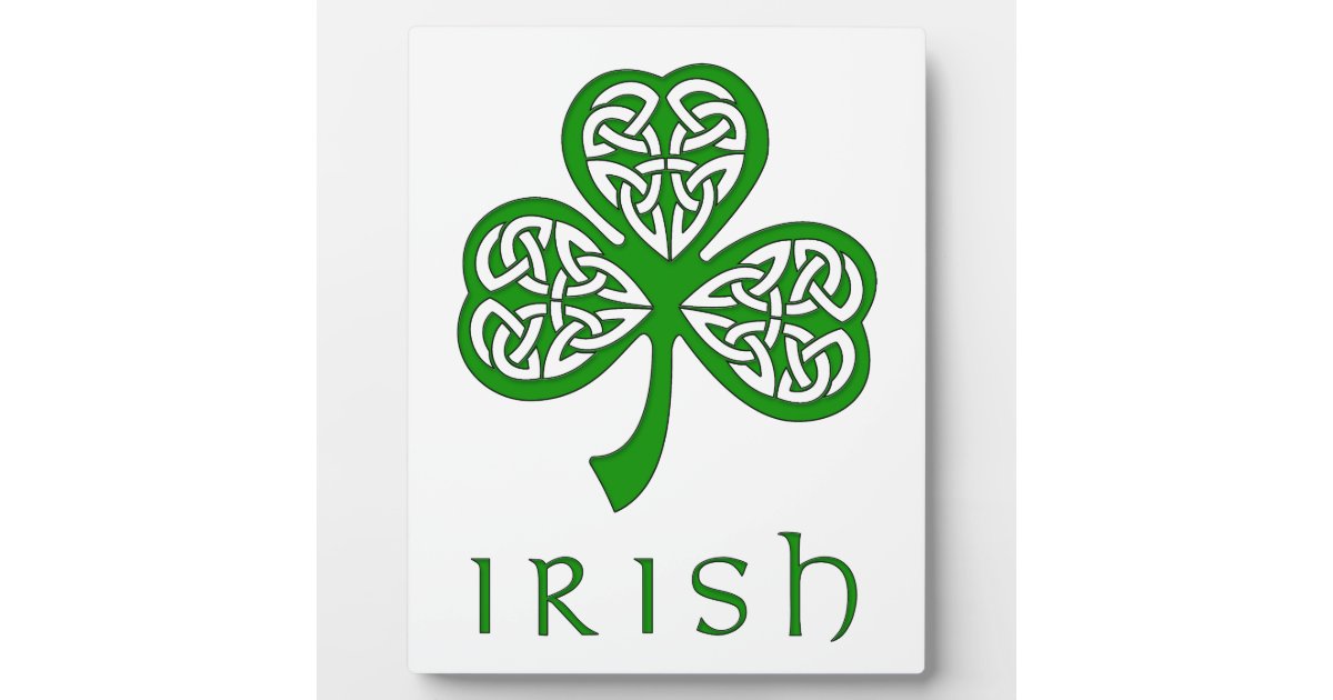 Irish Good Luck Blessing Shamrock Brass Plaque 4 Leaf Clover Wall