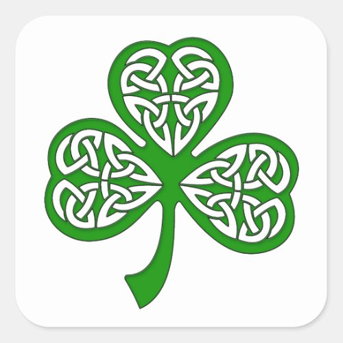 Beveled Celtic Knot Shamrock Square Sticker
