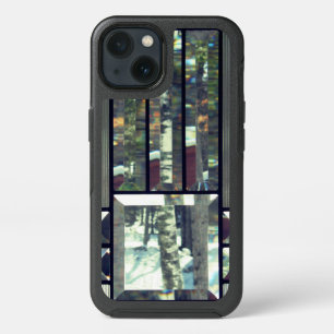Beveled glass birch trees metallic silver modern iPhone 13 case