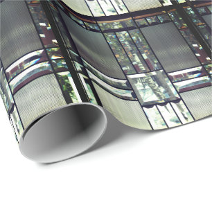 Beveled glass birch trees metallic silver modern wrapping paper