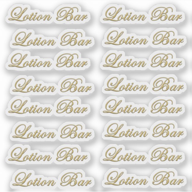Beveled Metallic Gold Script Lotion Bar Waterproof Sticker (Front)