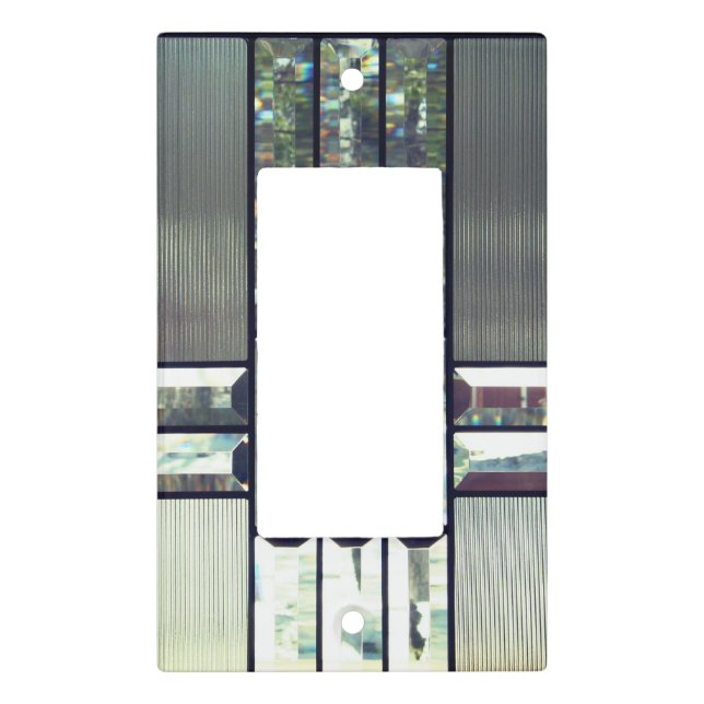 Beveled stained glass birch tree silver modern lig light switch cover (Front)