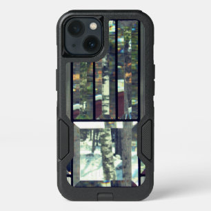 Beveled stained glass look silver black modern iPhone 13 case