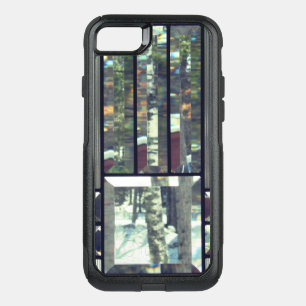 Beveled stained glass silver black modern OtterBox commuter iPhone SE/8/7 case