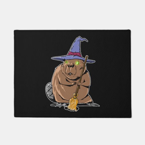 Bever Dressed As Witch _ Halloween Beaver Doormat