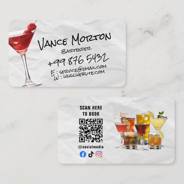 beverage bartender business | Torn Paper Business Card (Front/Back)