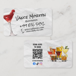 beverage bartender business   Torn Paper Card
