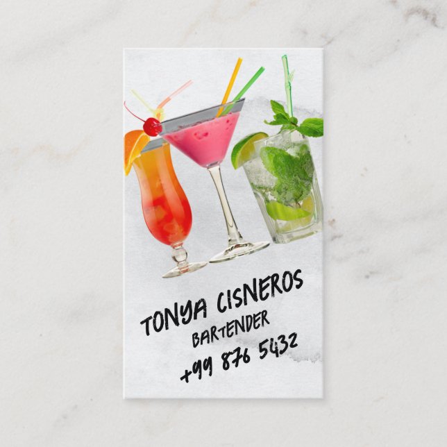 beverage bartender Professional | Grey Watercolor Business Card (Front)