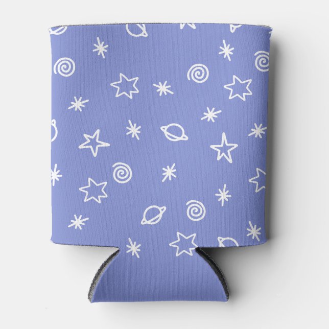 Beverage Cooler Blue Space Doodle Stars Planets (Front)