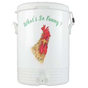 Beverage Cooler with Funny Rooster Catchy Text
