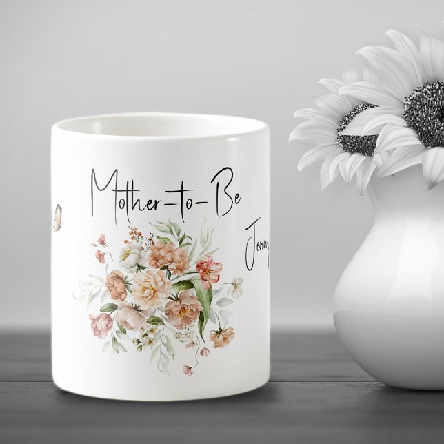 Beverage Mug Mother-to-Be Soft Blush Pinks Bouquet (Creator Uploaded)