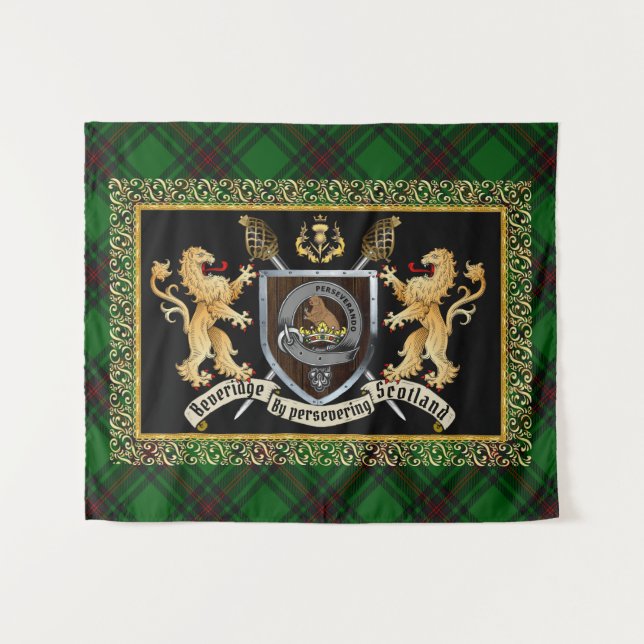 Beveridge Clan Badge & Motto w/Lions  Tapestry (Front (Horizontal))