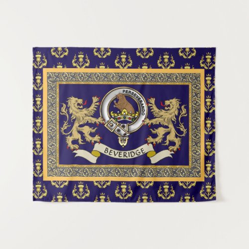 Beveridge Clan Badge Personalized Blue Tapestry