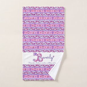 Beverley name meaning hearts letter B towels