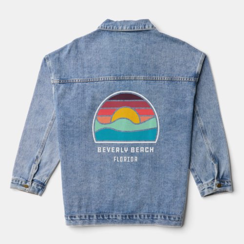 Beverly Beach Florida Cool Minimalist Ocean Wave   Denim Jacket