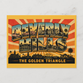 Beverly Hills California Golden Triangle Postcard