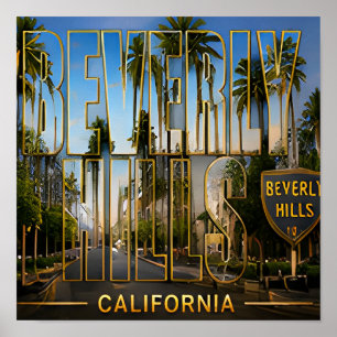 Beverly Hills California Palm Tree Travel Memories Poster