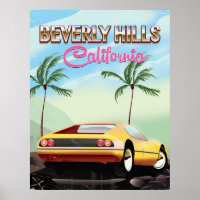 Beverly Hills California retro travel poster
