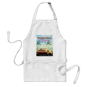 Beverly Hills California retro travel poster Adult Apron