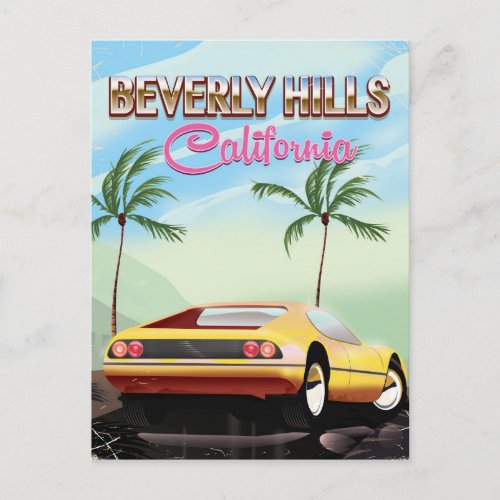 Beverly Hills California retro travel poster Postcard