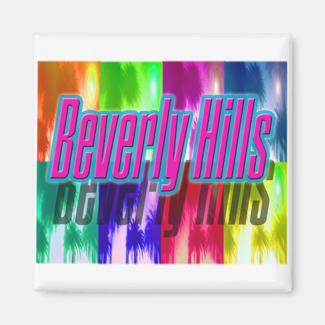 "Beverly Hills" Colorful Palms Magnet (Front)