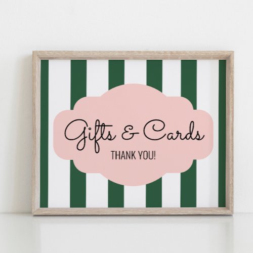 Beverly Hills Pink  Green Baby Shower Gifts Sign