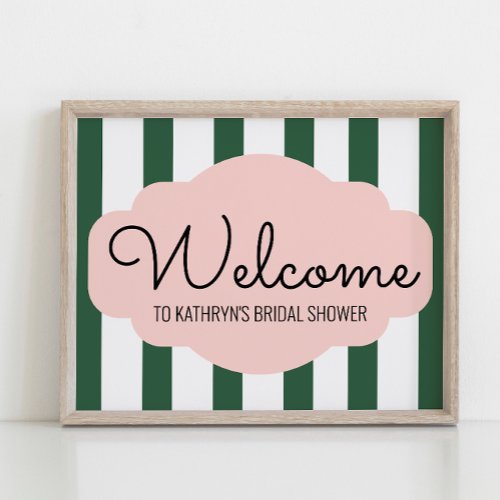 Beverly Hills Pink  Green Baby Shower Welcome Poster