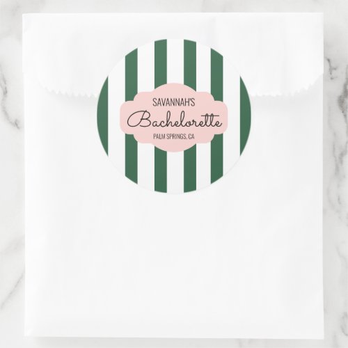 Beverly Hills Pink  Green Bachelorette Party Classic Round Sticker