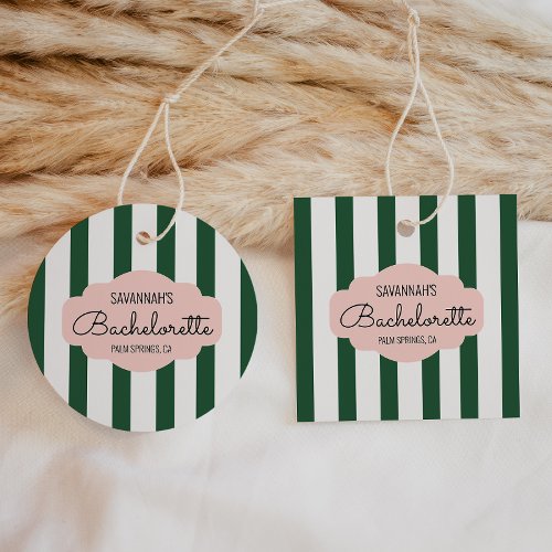 Beverly Hills Pink  Green Bachelorette Party Favor Tags