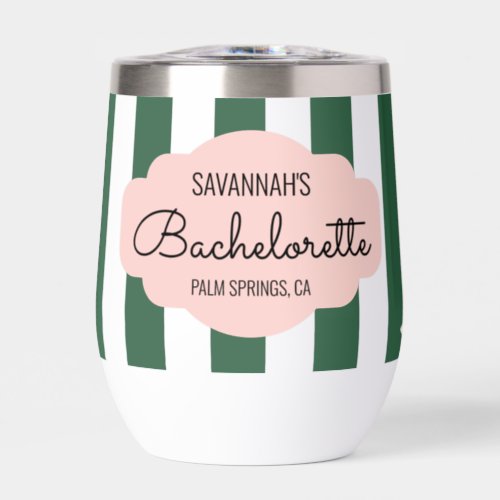 Beverly Hills Pink  Green Bachelorette Thermal Wine Tumbler